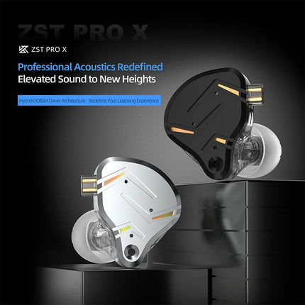 KZ ZST PRO X Dual Flagship Drivers In Ear Earphones Deeper Bass HiFi Headphones Dual-Driver Synergy Detachable Cable Headset