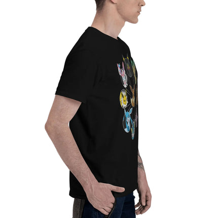 Bandai Pokemon   Eevee Evolution Circle Men's T-Shirt Clothes  Cool Tee Shirt Short Sleeve fugees 100% Cotton