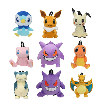 Pokemon Plush Backpack Gengar Mimikyu Eevee Snorlax Charmander Charizard Mew Rowlet Stuffed Toys Shoulder Bag for Kids Gifts
