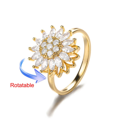 Four Clover Rotating Anxiety Rings for Women Gold Color Adjustable Stainless Steel Wedding Ring Aesthetic Jewelry Gift anillos