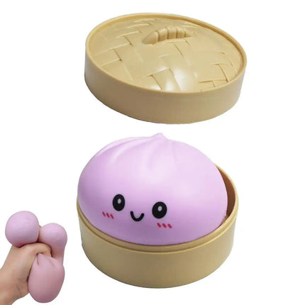 Stress Relief Squeeze Toy-Simulated Dumpling&Baozi,Reusable Low Rebound Sensory Dough Ball For Relieve Anxiety&Release Emotions