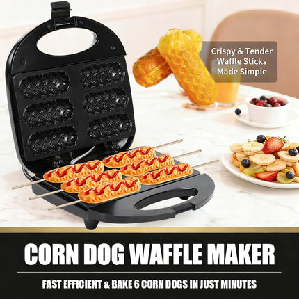 Corn Dog Maker Electric Hot Dog Waffle Maker Toaster Breakfast Machine Double-sided Heating Pan Cake Cooker for Kid Holiday Part