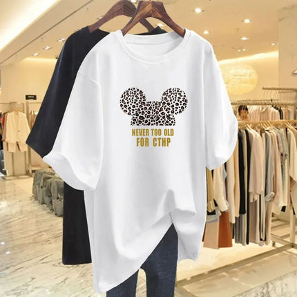 Summer Pure Cotton Fashion Letter Print T-Shirts Women Casual Oversized O-Neck Short Sleeve Top Tee Basic Pullovers M-6XL