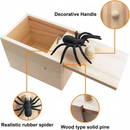 Trick Spider prank Funny Scare Box Wooden Hidden Box Quality Prank Wooden Scare Box Fun Game Prank Trick Friend Office Toys