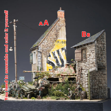 Assembly Architectural model sand table stone house Europeanizing architecture single building diorama Scale model kit 1/35