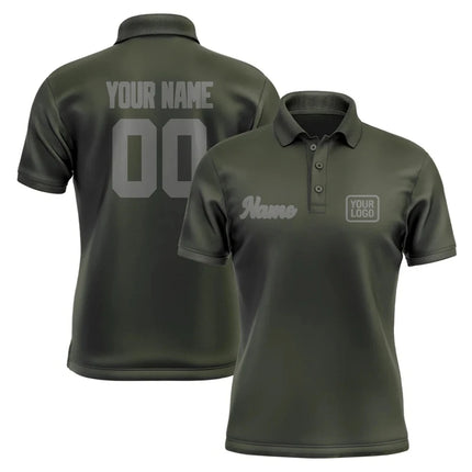 Personalized DIY Dark Olive Polo Shirts Customized Name Team Name Logo Number Team Uniforms Loose Darts Bowling Billiards Tops