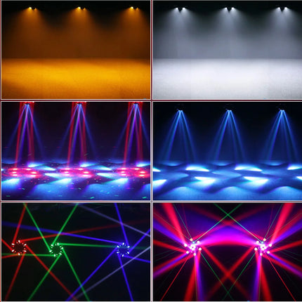 150W Six Arms Moving Head Light Beam Laser Strobe Effect DMX Sound Control DJ Disco Party Wedding KTV Bar Club Stage Light