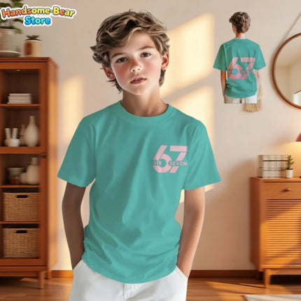 6 7 Six Seven Meme Colorful Design T-Shirt for Kids Chaotic Humor Y2k Game Saying Tee Funny Gifts Boy Top Fashion Kids Clothes