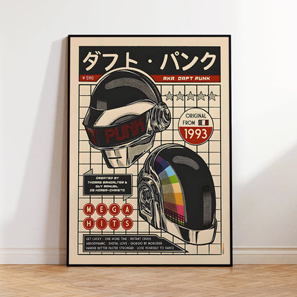 Daft Punk Retro Helmet Wall Art Prints Canvas Painting Poster Picture For Living Bedroom Dining Room Home Decor