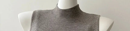 Korean Sle Knitted Vest Women's Base Layer Tank Top Svel f High Collar Spring Autumn Winter Inner And Outer Wear