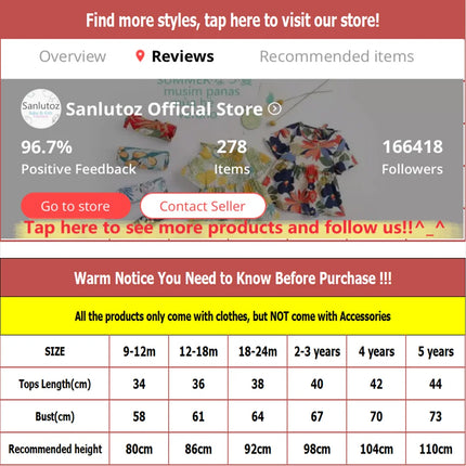 Sanlutoz Summer Fashion Floral Baby BoysGirls Tops Lovely Kids Holiday Clothing T-shirt