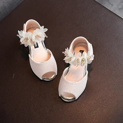 Summer New Style Children's Sandals Girls Fashion Rhinestone Flower Princess Shoes Little Girls Soft Soled Dance Shoes Girls