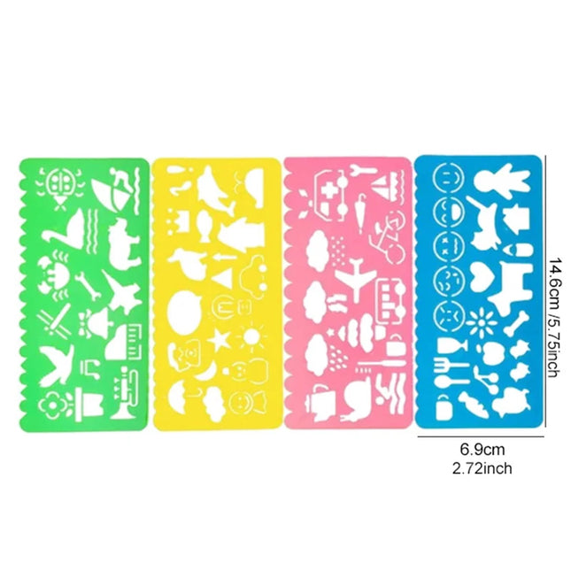 4pcs/Set Children Painting Template Drawing Stencils Set Early Childhood Drawing Toys Art Crafts Kids Educational Toy TMZ