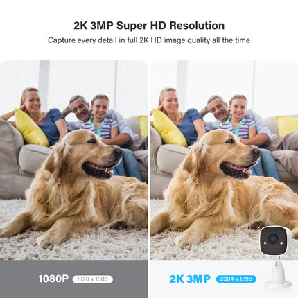 Outdoor Wireless Security Camera 3MP 1296P,Camera with WiFi, Home Security Surveillance, Property Monitoring, Indoor Security