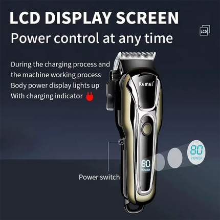 Kemei PG1990A T9 Rechargeable Hair Clipper or Limit Combs Professional Cordless  Hair Trimmer Men's Hair Cutting Machine Barber
