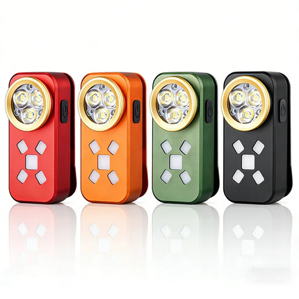 EDC Flashlight USB Charging Magnetic Clip Work Light LED Strong Light Torch Red Blue Warning Light for Outdoor Camping Hiking