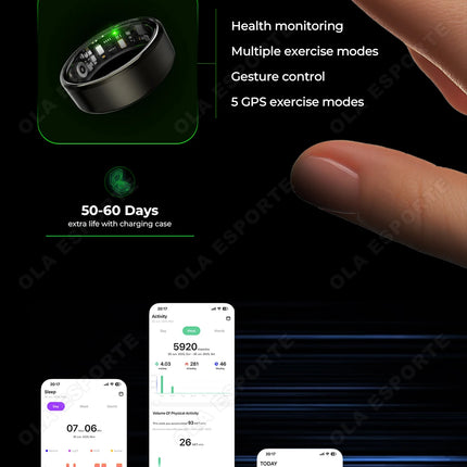 2026 New Smart Ring Heart Rate/Health Sleep Monitor Multi Sport Modes IP68 & 10ATM Waterproof Use Time 3 Days Rings Gift For Man
