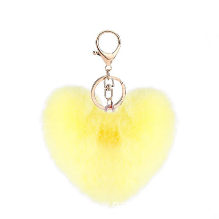 New Heart Plush Hair Ball Keychain Women Leopard Pompom Love Car Key Chain Bags Pendant Hairball Key Rings Jewelry llaveros 키링