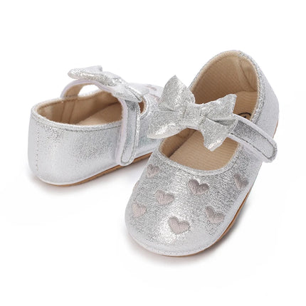 Breathable Newborn Baby Shoes Baby Boy Girl Shoes Girl Classic Bowknot Rubber Sole Anti-slip PU  Toddler Shoes First Walker