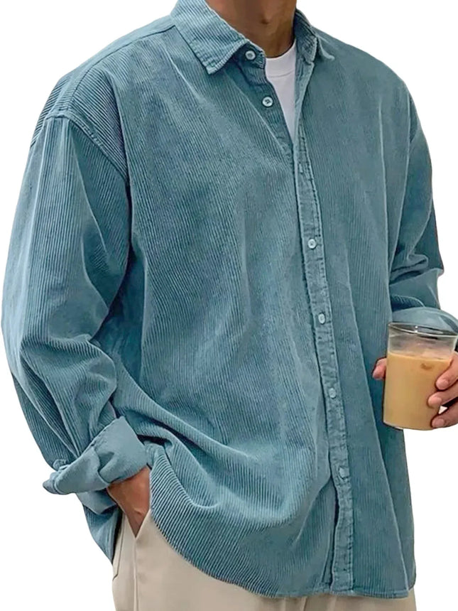New Corduroy Shirt Men Long Sleeve Trendy Casual Loose Thick Autumn Winter Shacket Male Outerwear