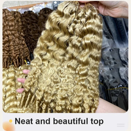 Virgin 613 Blonde Crochet Hair 24 Inch Human Hair Extensions for Women France Curly Pre Loop Braids 100g Golden for Braiding