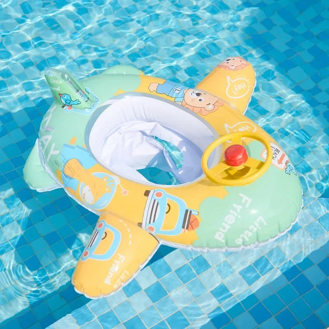 Cartoon Animal Inflatable Toys Baby Swimming Seat with Steering Wheel Outdoor Pool Water Inflatable Floating Ring for Kids