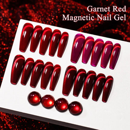 Garnet Red Cat Magnetic Gel Nail Polish Sparkling Glitter Semi Permanent Soak Off UV Gel Varnish For Valentine's Nail Supplies