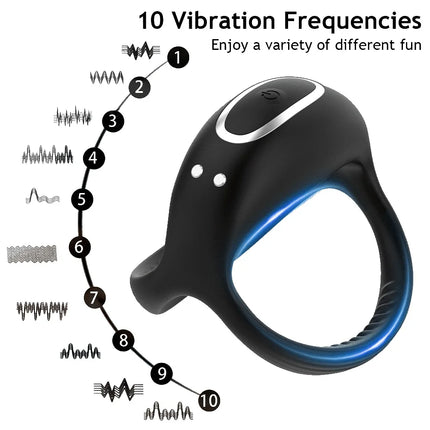 Male Silicone Penis Ring Wireless Ultra Soft CockRing 10 Vibration for Erection Enhancing Time Delay Ejaculation Sex Toy for Men