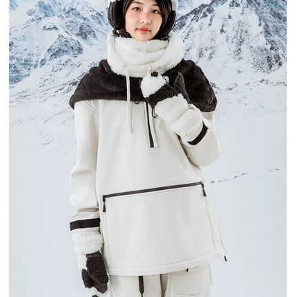 Qunature Parent-child Panda Ski Headgear Balaclava Soft Thermal Fleece Full Face Mask Winter Keep Warm Hood Scarf Neck Collar