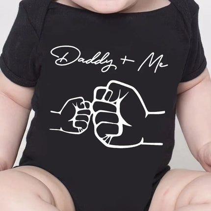 Newborn Baby Boys Girls Clothes Infant Cartoon Daddy and Me Print Funny Short Sleeve Bodysuit Summer Romper Infant Jumpsuit
