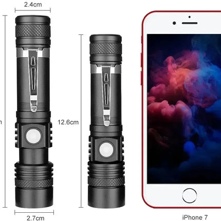 Outdoor Tactical Zoom Camping Waterproof Flash Light Aluminum Alloy Portable Torch Powerful LED Flashlight USB ReChargeable