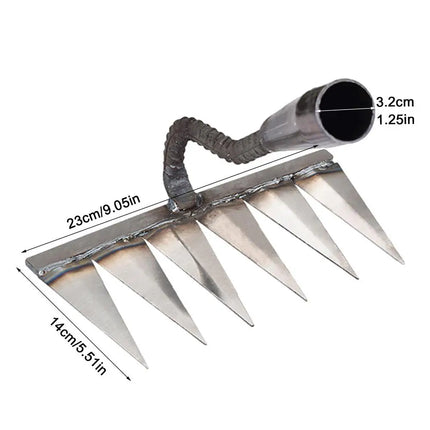 4-7 Teeth Iron Gardening Hoe Weeding Rake Farm Tool Grasping Raking Loosening Soil Nail Rake Tool Artifact Harrow Farm Tools