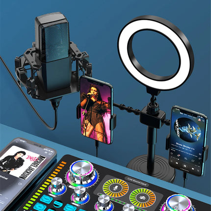 Live Sound Card Studio Record Soundcard Bluetooth Microphone Mixer Voice Changer Live Streaming Sound Mixer Podcast Karaoke Home