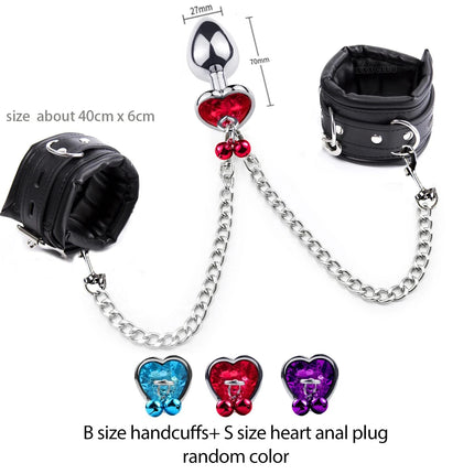 Thierry High-quality Anal Plug to Wrist Bondage Kit Bdsm Restraints Fetish Handcuffs Adult Games Product Sex Toys for Women Men