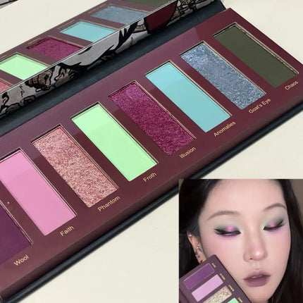 8 Colors Diamond Pearl Punk Green Eyeshadow Halloween Makeup Palette Waterproof Matte Smoky Polarized Green Eye Shadow Palette