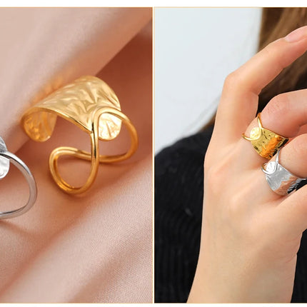 Skyrim Stainless Steel Women Rings Geometric Heart Aesthetic Adjustable Open Finger Ring Fashion Party Jewelry Gifts Wholesale