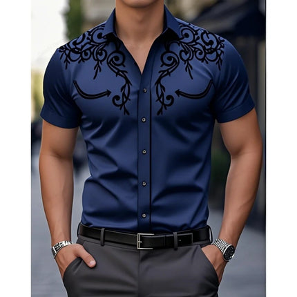 2026 New Men's Summer Western Cowboy Westernstyle Short-Sleeve Shirt Retro 3D Print Men Casual Lapel Blouse top Vacation Shirts