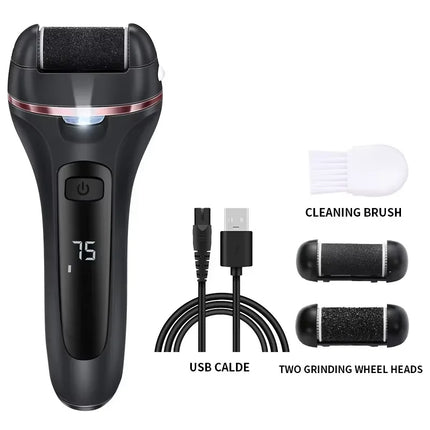 Painless Electric Callus Remover for Feet - Rechargeable Pedicure Wand with 2 Speeds & Roller, Professional Home Foot Care Tool