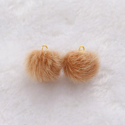 10pcs Plush Fur Covered Ball Beads Charms DIY Pompom Beads Pendant for Necklace Earring Bracelet Jewelry Making Supplies Finding