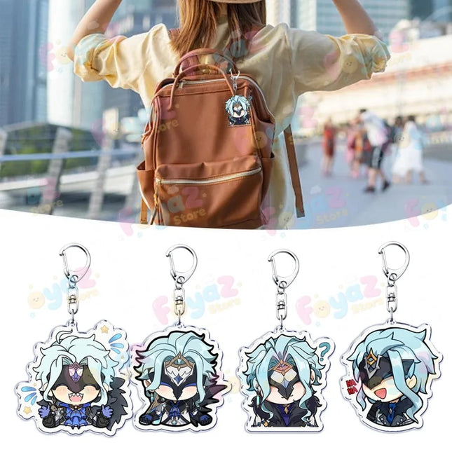 Cute Cartoon Dottore Keychains for Accessories Game Gamer Anime Jewelry Keyrings Chibi Charm Friends Gifts