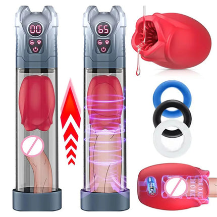 Electric Penis Pump 5 Suction 6 Vibration Modes Automatic Male Masturbator LCD Display Enlarger Training Adult Sex Toys for Men