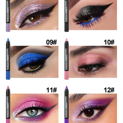 12Pcs Highlighter Eyeshadow Pencil Set Waterproof Glitter Eye Shadow Lying Silkworm Makeup Pigment Cosmetics White Eyeliner Pen