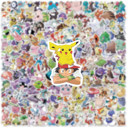 2027   50-100Pcs Pokemon Kawaii Pikachu Stickers Decoration Decals Laptop Skateboard Car Luggage Phone Waterproof Sticker Toy