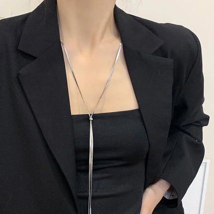 Punk Long Flat Snake Bone Y-Shaped  Chain Necklace for Women Gold Color Fashion Charms Jewelry Wholesale