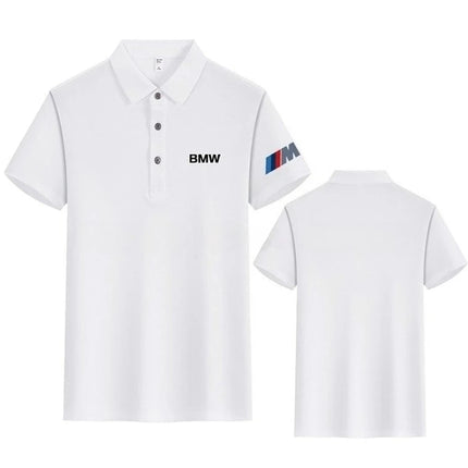 BMW T-Shirt Solid Color Lapel Short-Sleeved Polo Shirt Pure Cotton High-End Fashion Trend Unisex Classic Logo Harajuku Summer
