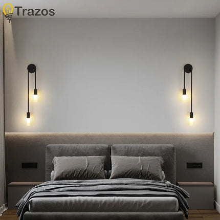 Modern Simple LED Wall Lamp Gold Black Nordic Long Wall Lamp Living Room Bedroom Hallway Corridor Background Interior Decoration