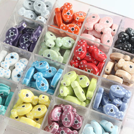 10Pcs Retro Small Fish Beads Charms Ceramic Spacer Loose Beads For Jewelry Making DIY Bracelet Accessories ﻿