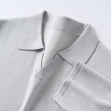 Summer Men's Ultra Fine Mulberry Silk Breathable Polo Neck Short Sleeve Solid Casual Knit Thin Business Polo Shirts for Men