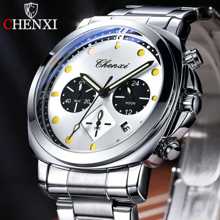 CHENXI Men's Watch Multifunctional Fashion Quartz with Calendar Luminous Display Men Watches Chronograph Business Wristwatch
