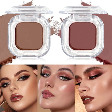 2-Color Matte Eyeshadow - Warm Brown Single-Pan Eyeshadow, Blendable Long-Lasting Neutral Eye Makeup Palette